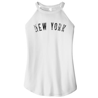 Vintage New York Distressed Black Text NY Apparel Women’s Perfect Tri Rocker Tank