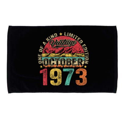 Vintage October 1973 50 Years Old 50th Birthday Gifts Wo Microfiber Hand Towel