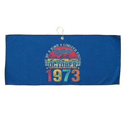 Vintage October 1973 50 Years Old 50th Birthday Gifts Wo Large Microfiber Waffle Golf Towel