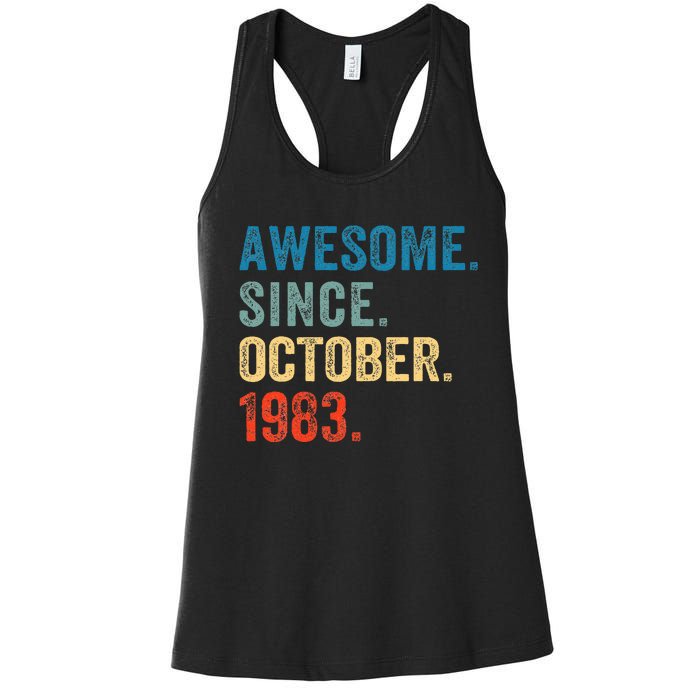 Vintage October 1983 Celebrating 40 Years old birthday Women's Racerback Tank