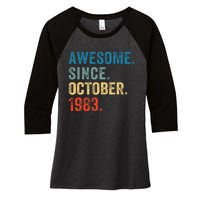 Vintage October 1983 Celebrating 40 Years old birthday Women's Tri-Blend 3/4-Sleeve Raglan Shirt