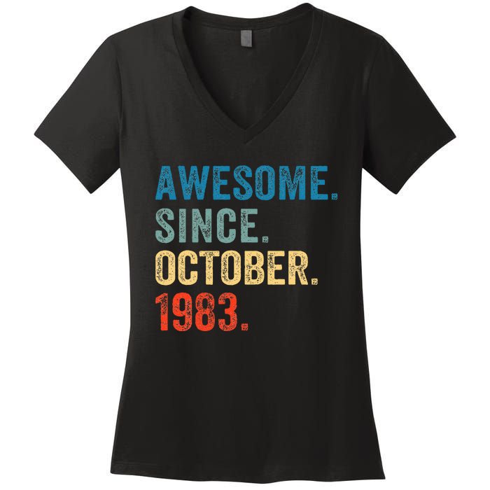 Vintage October 1983 Celebrating 40 Years old birthday Women's V-Neck T-Shirt