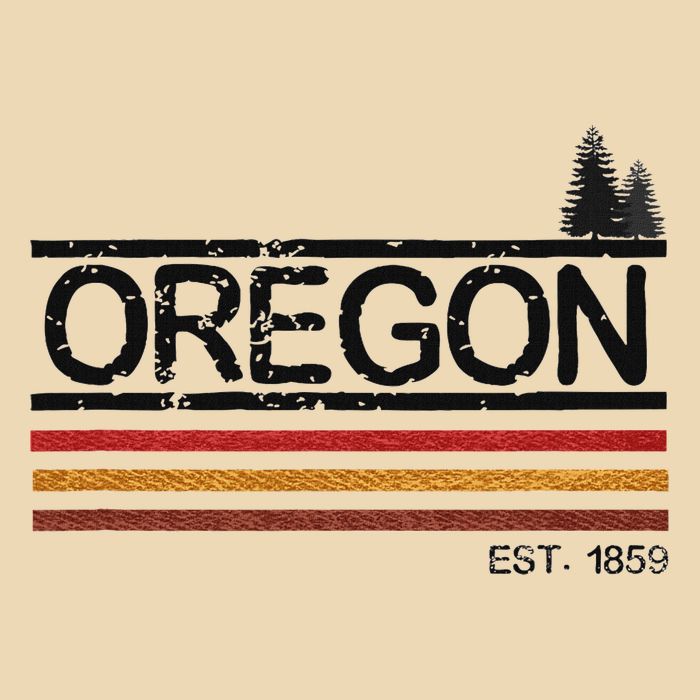 Vintage Oregon 1859 Retro Design With Trees And Stripes Drawstring Bag
