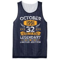 Vintage October 1991 32 Years Old Gifts 32nd Birthdays Mesh Reversible Basketball Jersey Tank