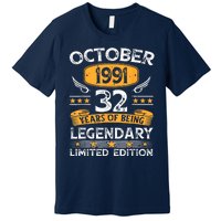 Vintage October 1991 32 Years Old Gifts 32nd Birthdays Premium T-Shirt