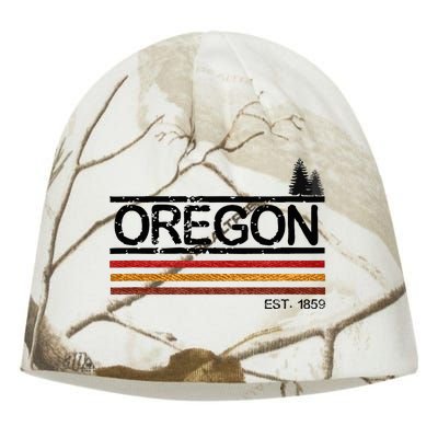 Vintage Oregon 1859 Retro Design With Trees And Stripes Kati - Camo Knit Beanie