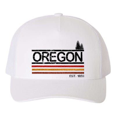 Vintage Oregon 1859 Retro Design With Trees And Stripes Yupoong Adult 5-Panel Trucker Hat