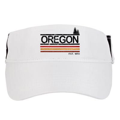 Vintage Oregon 1859 Retro Design With Trees And Stripes Adult Drive Performance Visor