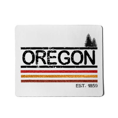 Vintage Oregon 1859 Retro Design With Trees And Stripes Mousepad