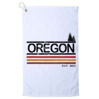 Vintage Oregon 1859 Retro Design With Trees And Stripes Platinum Collection Golf Towel