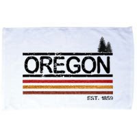 Vintage Oregon 1859 Retro Design With Trees And Stripes Microfiber Hand Towel