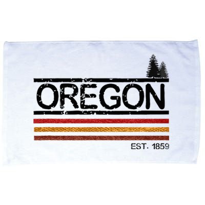 Vintage Oregon 1859 Retro Design With Trees And Stripes Microfiber Hand Towel