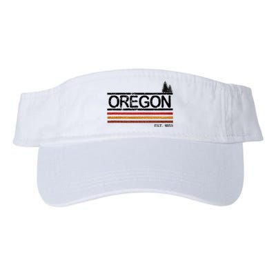 Vintage Oregon 1859 Retro Design With Trees And Stripes Valucap Bio-Washed Visor