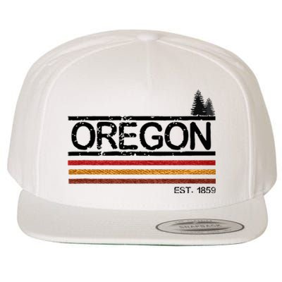 Vintage Oregon 1859 Retro Design With Trees And Stripes Wool Snapback Cap