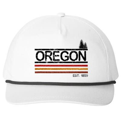 Vintage Oregon 1859 Retro Design With Trees And Stripes Snapback Five-Panel Rope Hat