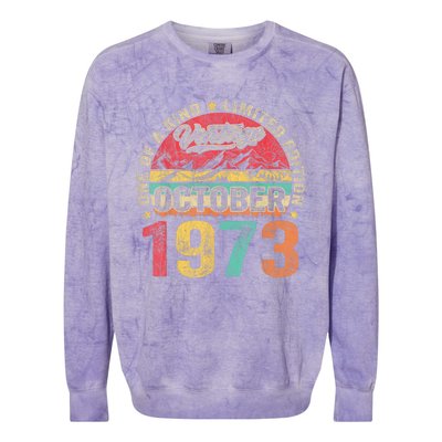 Vintage October 1973 50 Years Old 50th Birthday Gifts Wo Colorblast Crewneck Sweatshirt