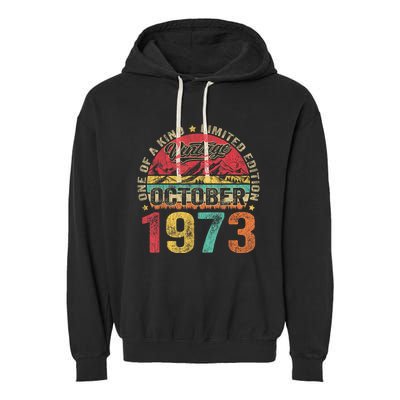 Vintage October 1973 50 Years Old 50th Birthday Gifts Wo Garment-Dyed Fleece Hoodie