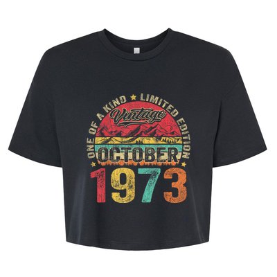 Vintage October 1973 50 Years Old 50th Birthday Gifts Wo Bella+Canvas Jersey Crop Tee