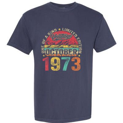 Vintage October 1973 50 Years Old 50th Birthday Gifts Wo Garment-Dyed Heavyweight T-Shirt