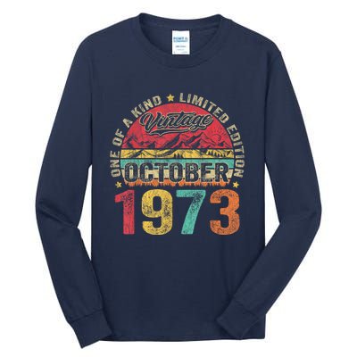 Vintage October 1973 50 Years Old 50th Birthday Gifts Wo Tall Long Sleeve T-Shirt