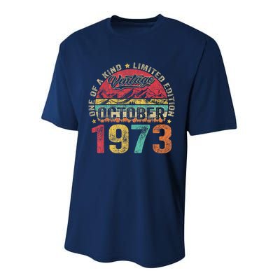 Vintage October 1973 50 Years Old 50th Birthday Gifts Wo Performance Sprint T-Shirt