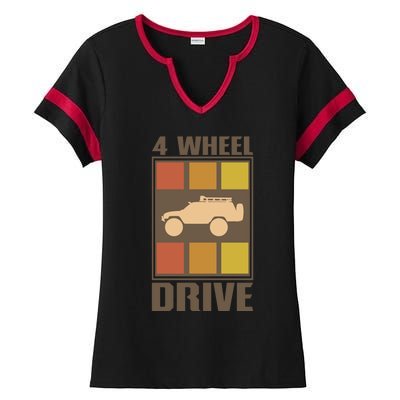 Vintage Offroad 4x4 Crawling Rock Crawler 4 Wheel Drive Gift Ladies Halftime Notch Neck Tee