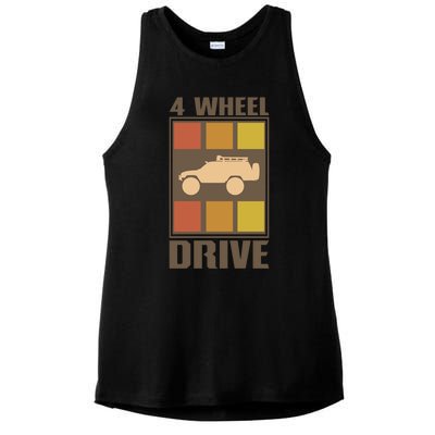 Vintage Offroad 4x4 Crawling Rock Crawler 4 Wheel Drive Gift Ladies PosiCharge Tri-Blend Wicking Tank