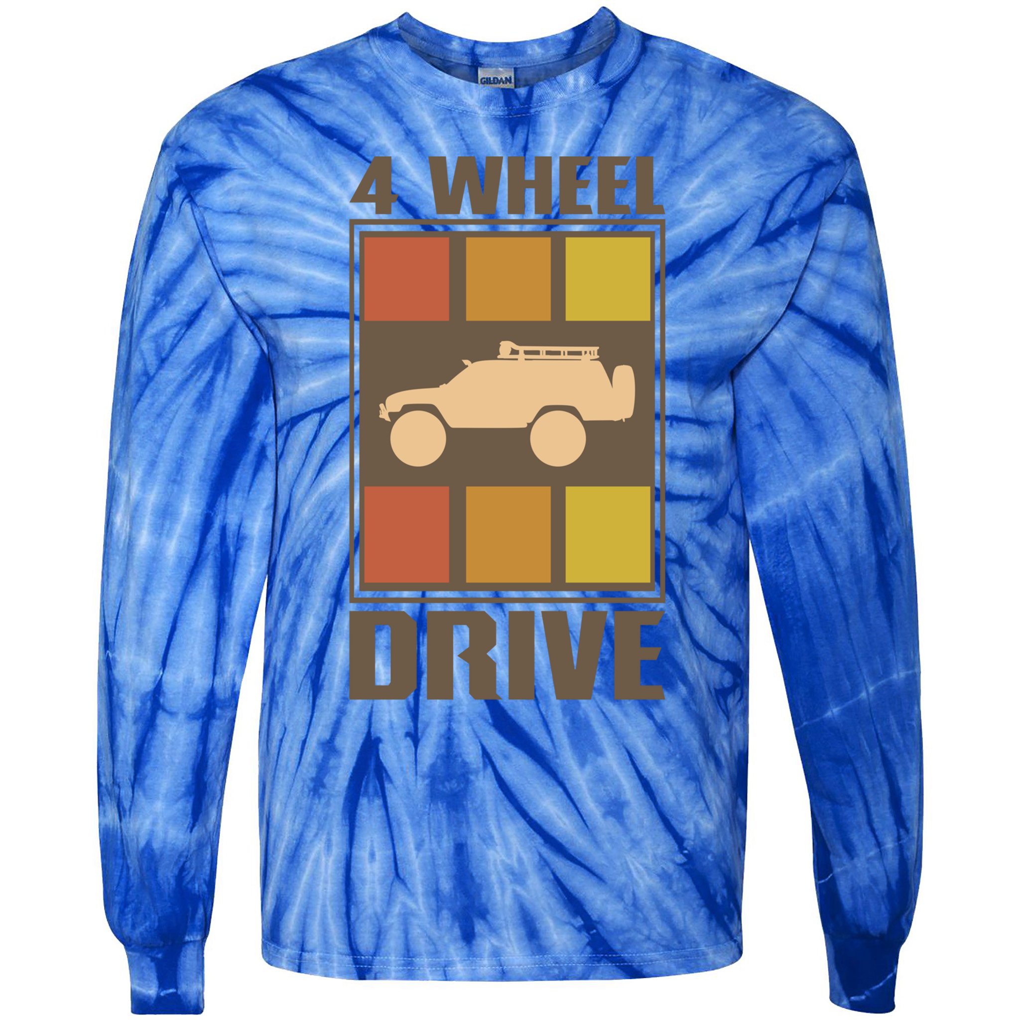 Vintage Offroad 4x4 Crawling Rock Crawler 4 Wheel Drive Gift Tie-Dye Long Sleeve Shirt