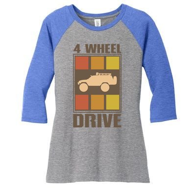 Vintage Offroad 4x4 Crawling Rock Crawler 4 Wheel Drive Gift Women's Tri-Blend 3/4-Sleeve Raglan Shirt