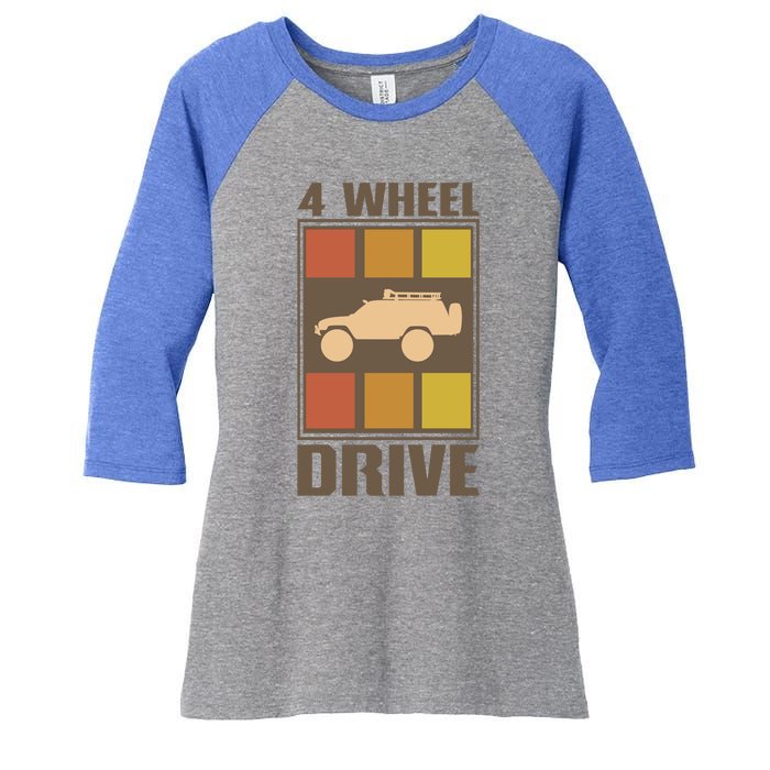 Vintage Offroad 4x4 Crawling Rock Crawler 4 Wheel Drive Gift Women's Tri-Blend 3/4-Sleeve Raglan Shirt