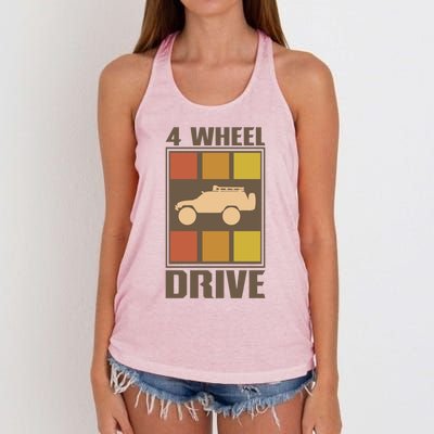 Vintage Offroad 4x4 Crawling Rock Crawler 4 Wheel Drive Gift Women's Knotted Racerback Tank