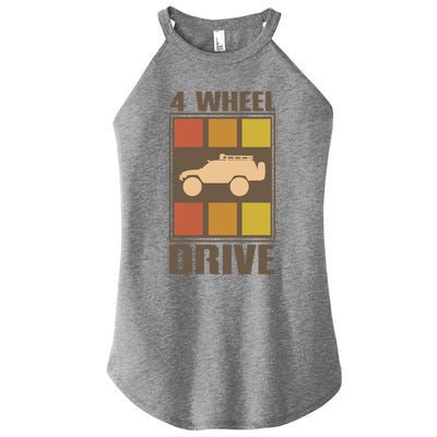 Vintage Offroad 4x4 Crawling Rock Crawler 4 Wheel Drive Gift Women's Perfect Tri Rocker Tank