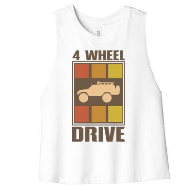 Vintage Offroad 4x4 Crawling Rock Crawler 4 Wheel Drive Gift Women's Racerback Cropped Tank