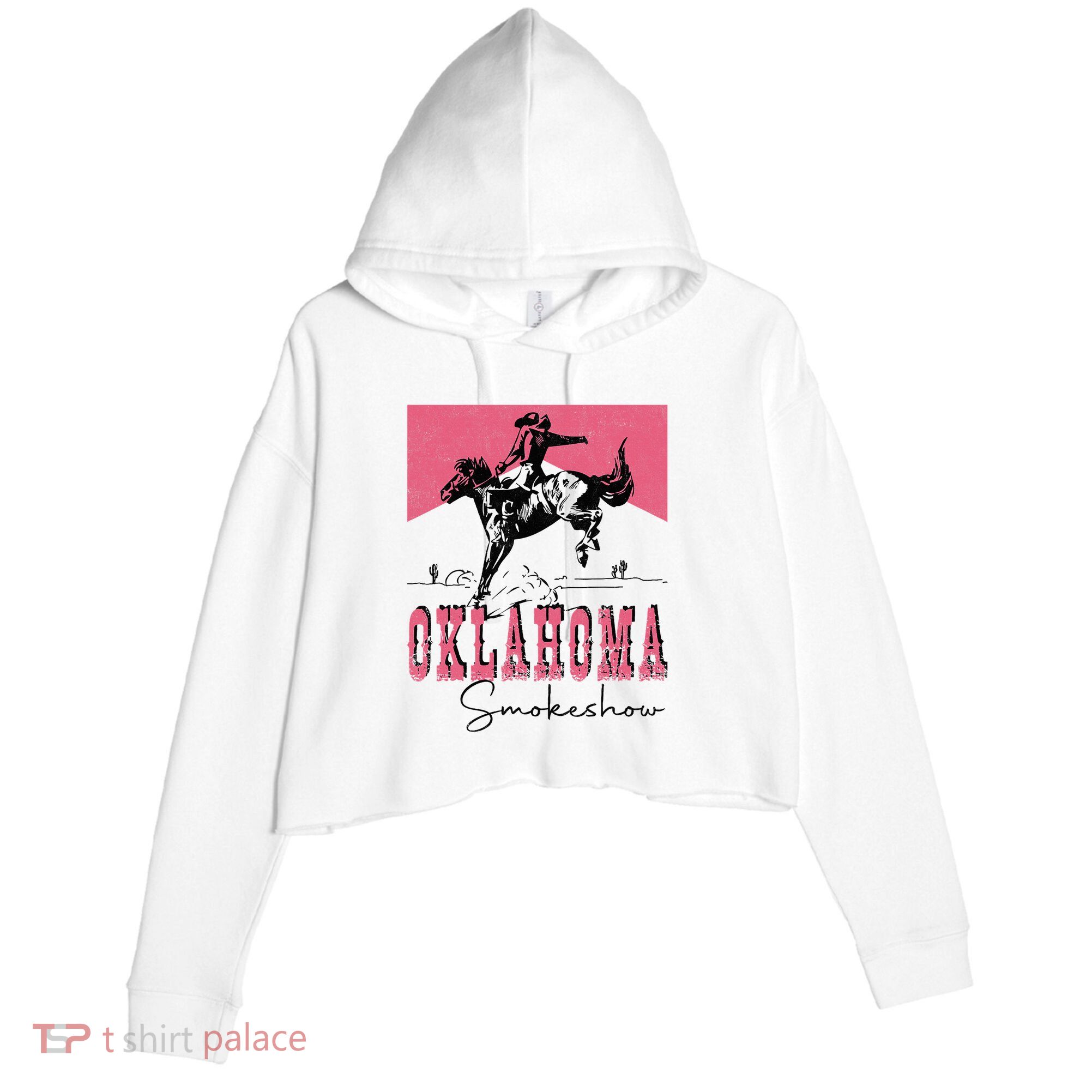 Vintage Oklahoma 90s Oklahoma Western Rodeo Style Crop Fleece Hoodie