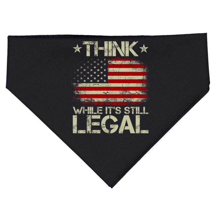 Vintage Old American Flag Think While ItS Still Legal USA-Made Doggie Bandana