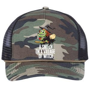 Village Of A Witch Witchcraft Witches Broom Gift Retro Rope Trucker Hat Cap