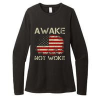 Vintage Old American Flag Awake Not Woke Womens CVC Long Sleeve Shirt