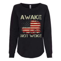 Vintage Old American Flag Awake Not Woke Womens California Wash Sweatshirt