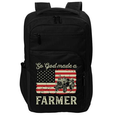 Vintage Old American Flag Patriotic So God Made A Farmer Impact Tech Backpack
