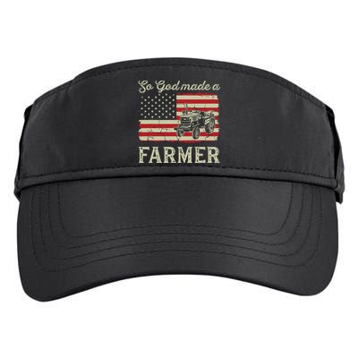 Vintage Old American Flag Patriotic So God Made A Farmer Adult Drive Performance Visor