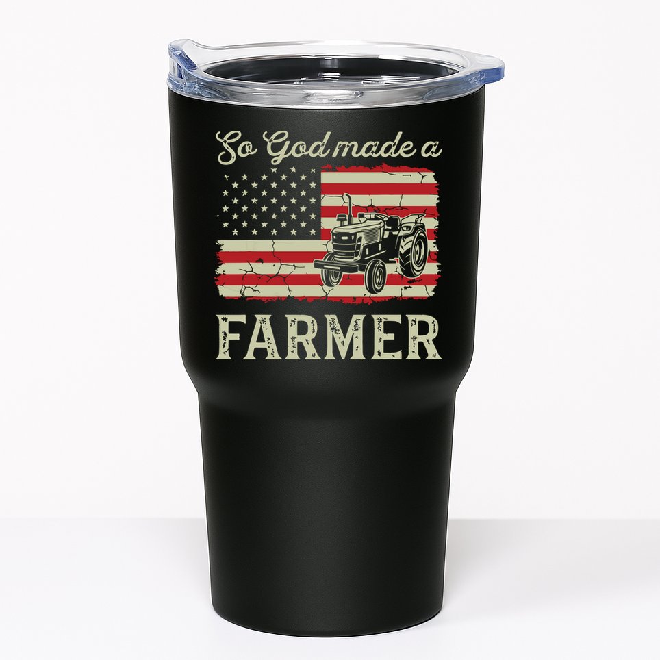 Vintage Old American Flag Patriotic So God Made A Farmer Tumbler