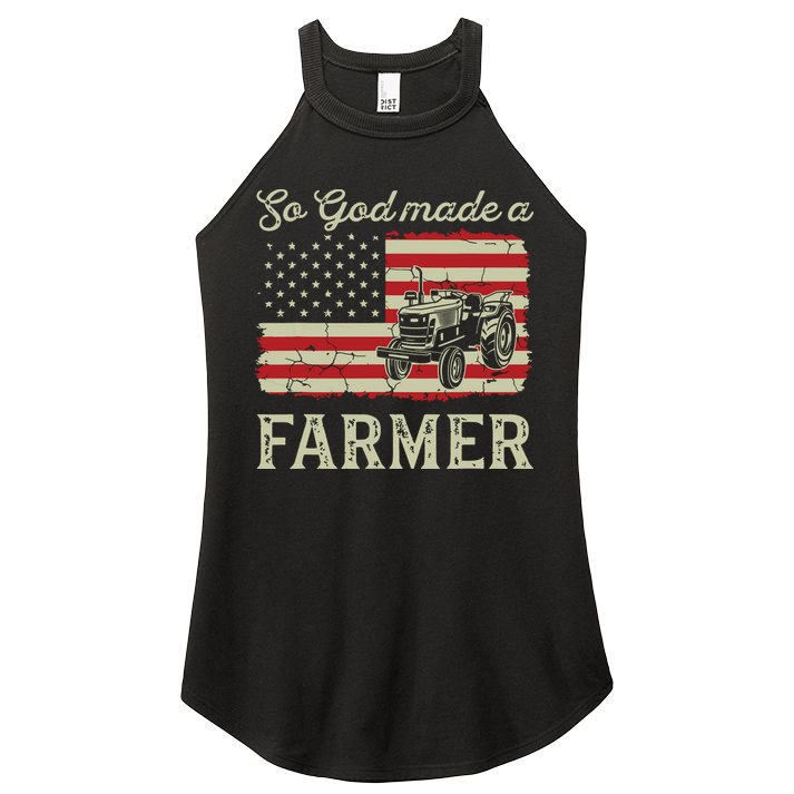 Vintage Old American Flag Patriotic So God Made A Farmer Women's Perfect Tri Rocker Tank