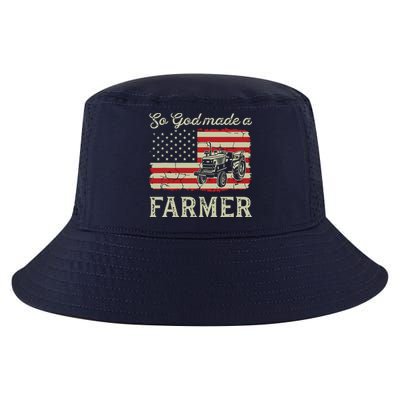 Vintage Old American Flag Patriotic So God Made A Farmer Cool Comfort Performance Bucket Hat