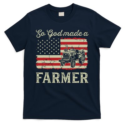 Vintage Old American Flag Patriotic So God Made A Farmer T-Shirt