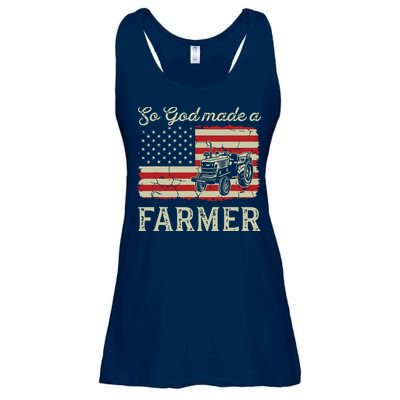 Vintage Old American Flag Patriotic So God Made A Farmer Ladies Essential Flowy Tank