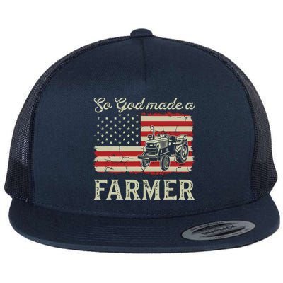 Vintage Old American Flag Patriotic So God Made A Farmer Flatbill Hat