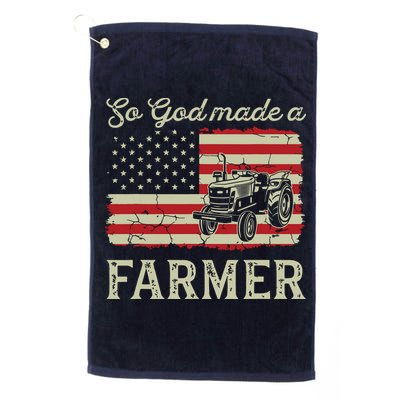 Vintage Old American Flag Patriotic So God Made A Farmer Golf Towel