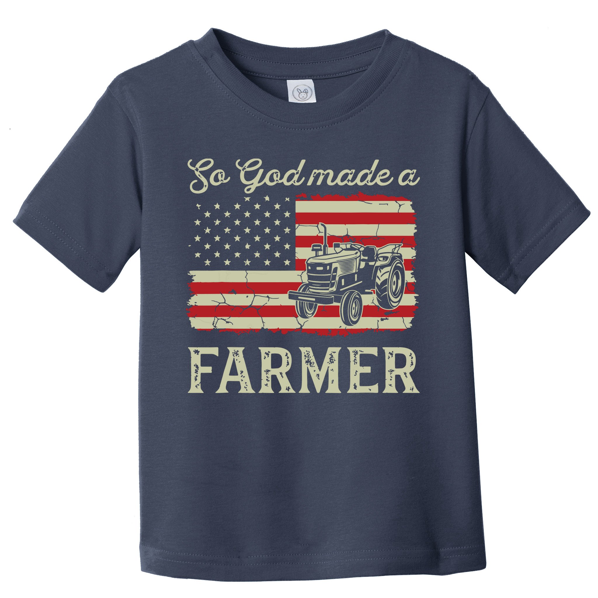 Vintage Old American Flag Patriotic So God Made A Farmer Toddler T-Shirt