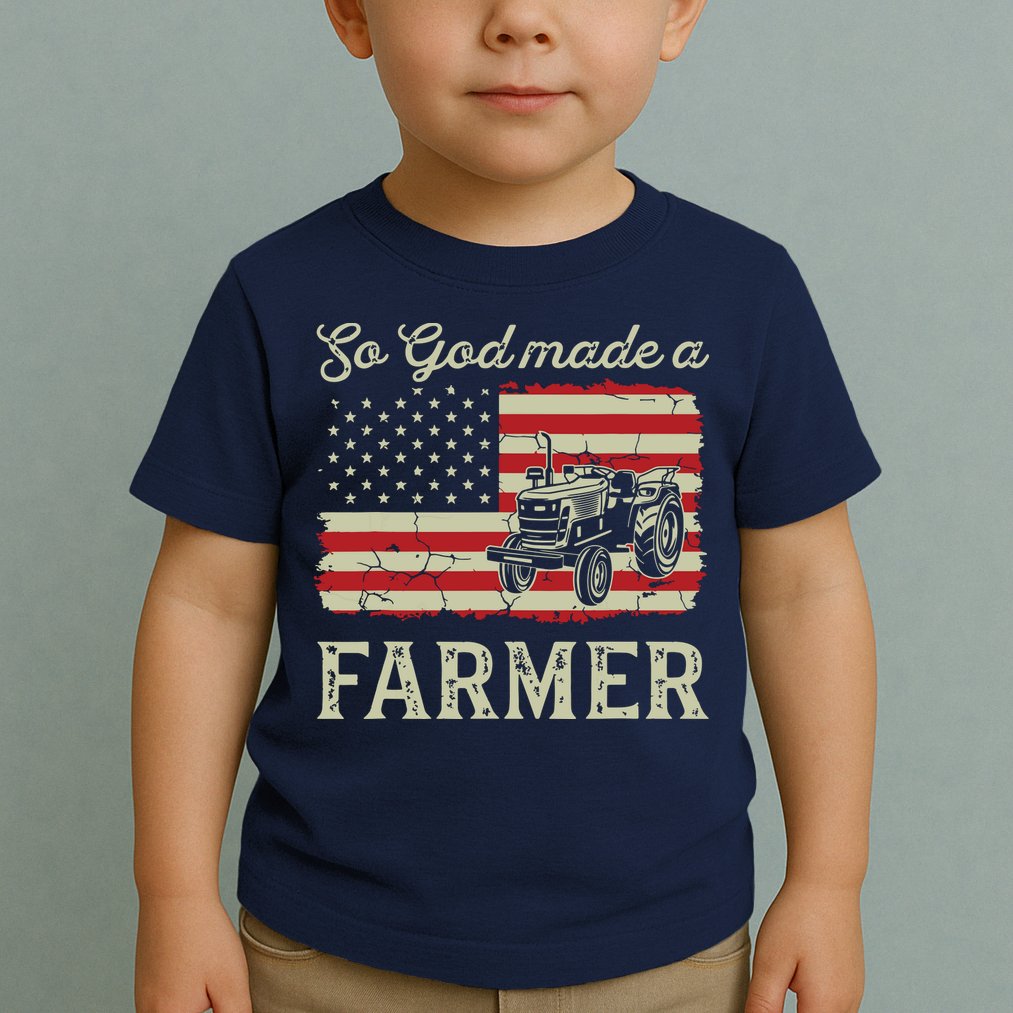 Vintage Old American Flag Patriotic So God Made A Farmer Toddler T-Shirt