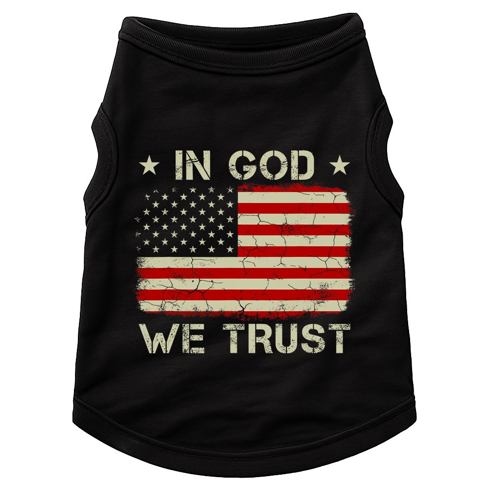 Vintage Old American Flag In God We Trust Christian Doggie Tank
